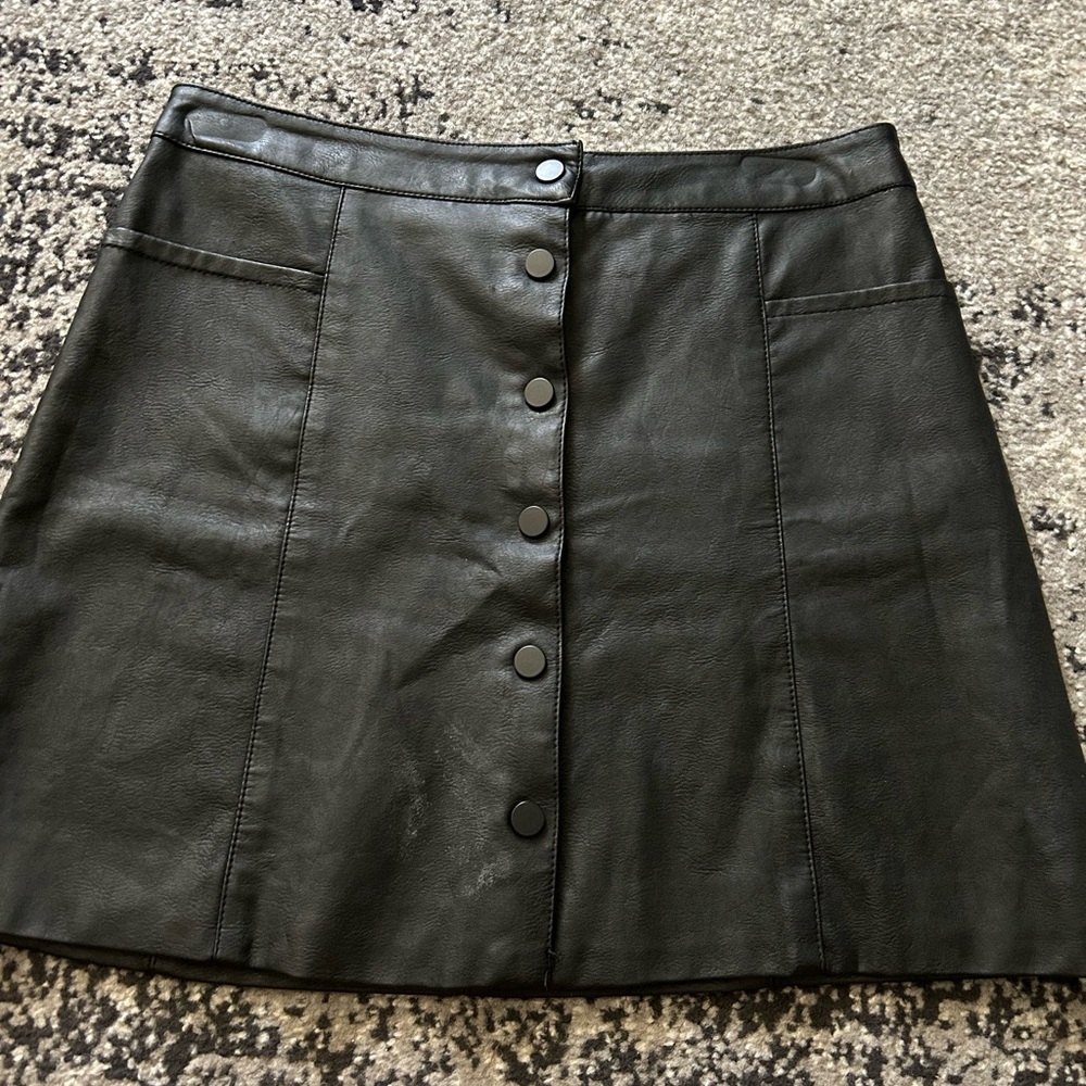 Divided Black Faux Leather Mini Skirt